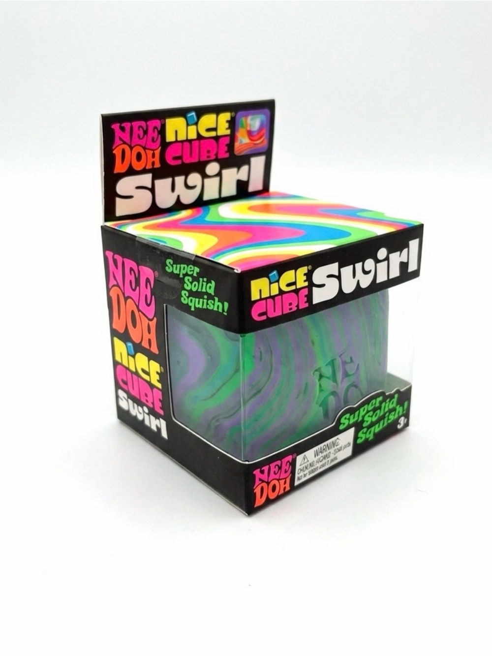NeeDoh Nee Doh Nice Cube Swirl NEW  Green & Purple Super Solid Squish Authentic
